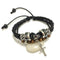 Cross stud braided leather bracelet Negro