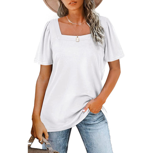 Camiseta de Cuello Cuadrado con Rayas Fruncidas para Mujer - Image 7
