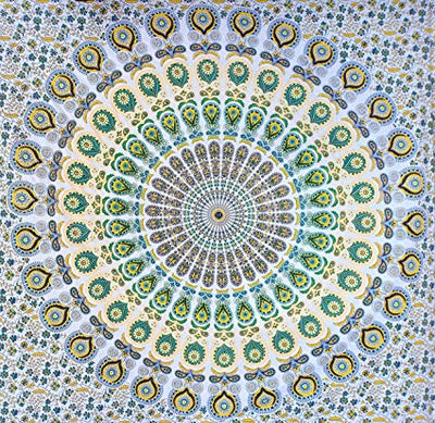 Blue, orange, and red mandala tapestry with intricate floral patterns, ideal for wall decor or dorm rooms. - Image 14