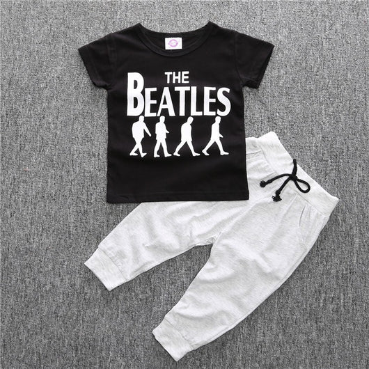 Conjunto Infantil de Dos Piezas con Estampado de Letras - Camisa y Pantalón - Image 5