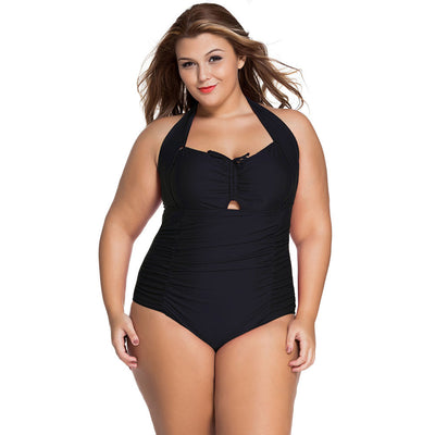 Traje de Baño Enterizo Halter Fruncido para Tallas Grandes - Image 3