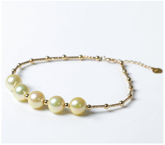 Pulsera de Perlas Dorado Claro Estilo Europeo y Americano