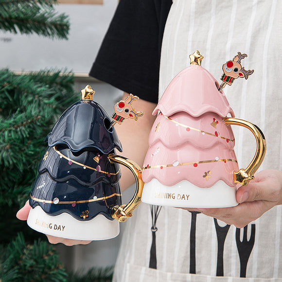 Taza de Cerámica con Árbol de Navidad