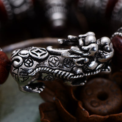 Pulsera Mantra de Plata Pura con Sándalo Rojo Retro - Image 10