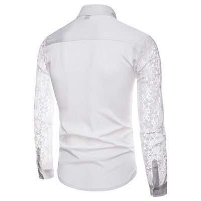 Camisa Manga Encaje Hombre Color Sólido - Image 6