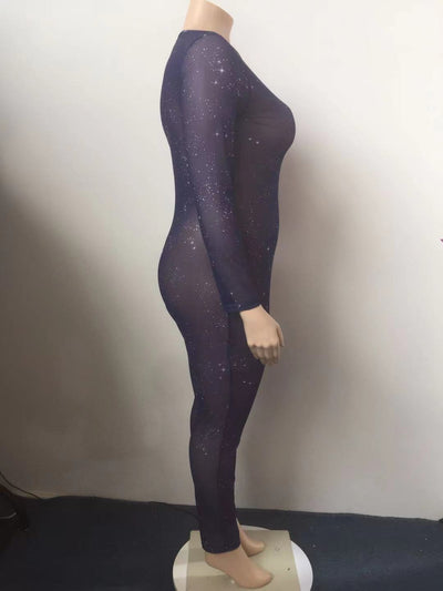 Jumpsuit de Malla Semitransparente Estampado Talla Grande - Image 12