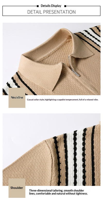 Suéter de Punto Colorblock con Cuello y Cierre Medio Cremallera para Hombre - Image 16