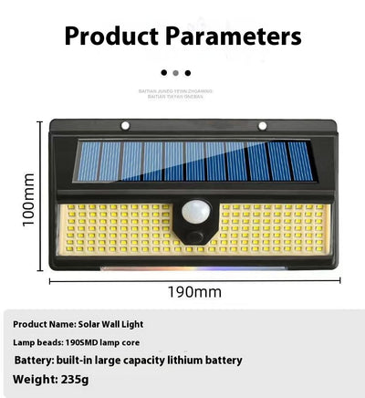 Lámpara Solar de Pared con Sensor de Movimiento y Luz Roja Azul de Advertencia - Image 3