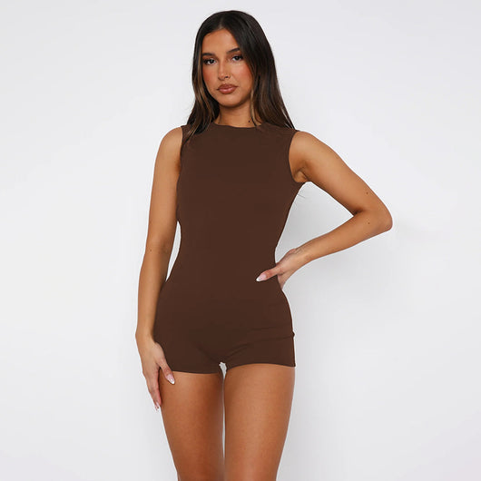 Jumpsuit Deportivo Espalda Descubierta Ajustado en Colores Sólidos - Image 35
