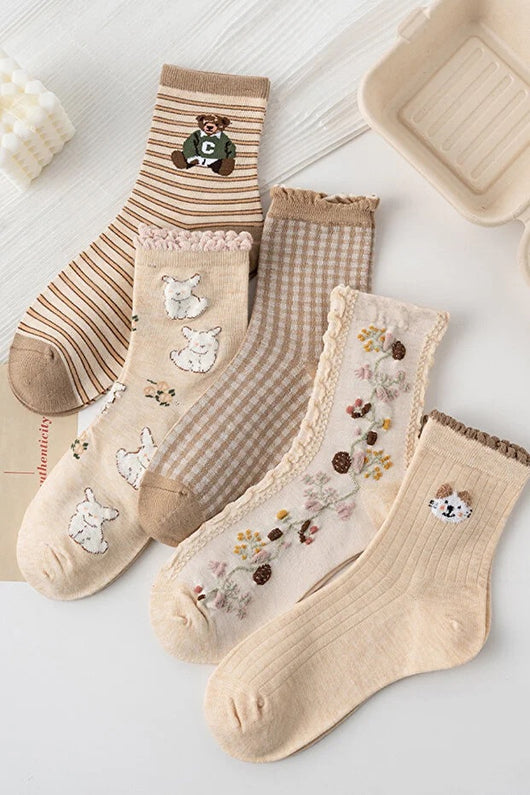 Pack de 5 Pares de Calcetines Estampados para Mujer - Comodidad Diaria - Image 2