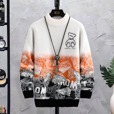 Suéter Hip Hop Patchwork Cuello Redondo para Hombre - Image 4