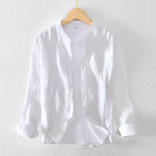 Camisa Abrigo de Lino con Cuello Mao - Diseño Minimalista - Image 5