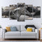 Cuadro Decorativo Grupo de Caballos Gris y Negro - Set de 5 Piezas para Sala y Dormitorio