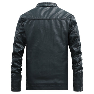 Chaqueta de Cuero para Hombre Talla Grande con Cuello de Pie - Image 3