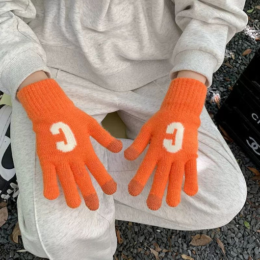 Guantes Tejidos de Lana Gruesa Letra C en Colores Pastel - Cálidos y Adorables - Image 5