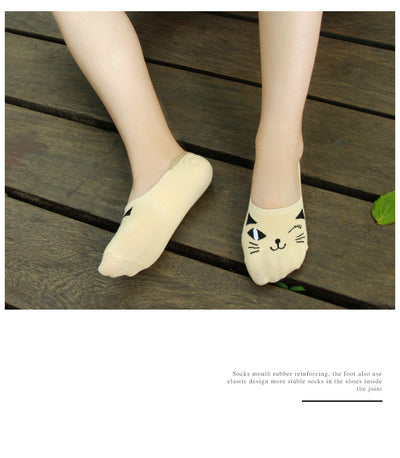 Calcetines Invisibles para Mujer Gato Lady Antideslizantes Algodón Verano - Image 3