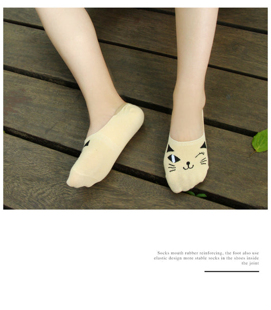 Calcetines Invisibles para Mujer Gato Lady Antideslizantes Algodón Verano - Image 3
