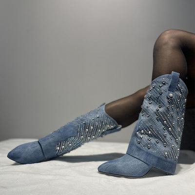 Botas Stiletto con Punta Afilada y Pedrería para Mujer - Image 6