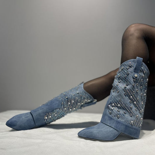 Botas Stiletto con Punta Afilada y Pedrería para Mujer - Image 6