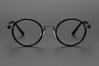 Lentes Retro de Titanio Puro Montura Redonda Carey para Miopía - Image 30