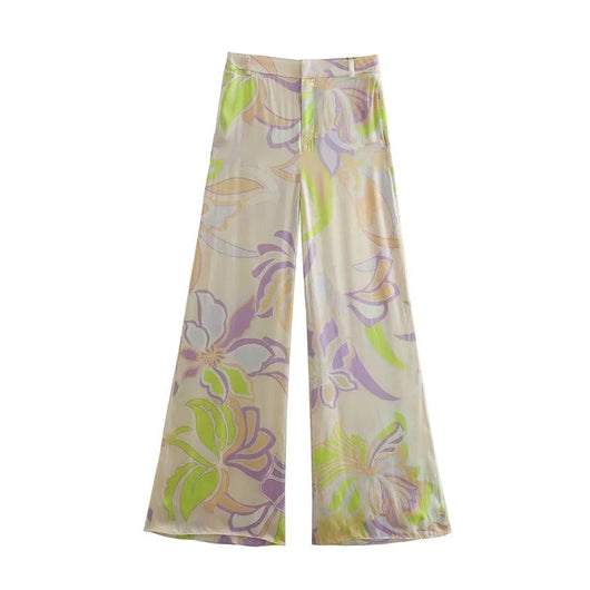 Conjunto Retro Francés para Primavera y Verano: Blusa Estampada y Pantalón Recto - Image 3