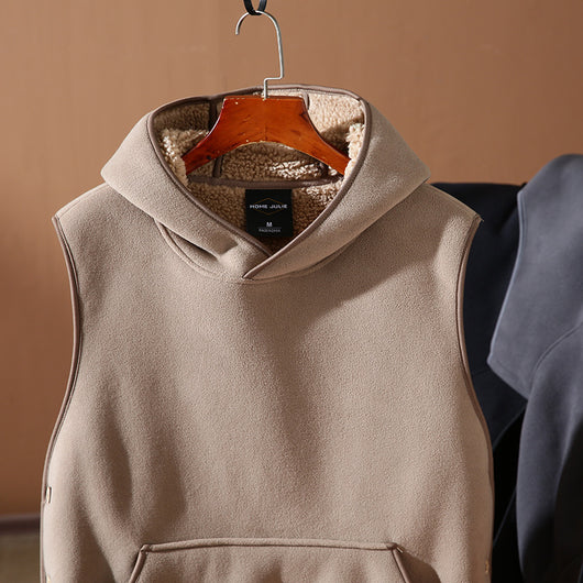Chaleco Acolchado con Capucha y Botones Laterales - Diseño Reversible de Terciopelo - Image 16