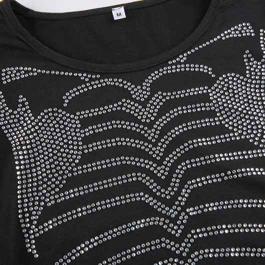 Blusa Crop Top Esqueleto con Cristales - Estilo Gótico para Mujer - Image 10
