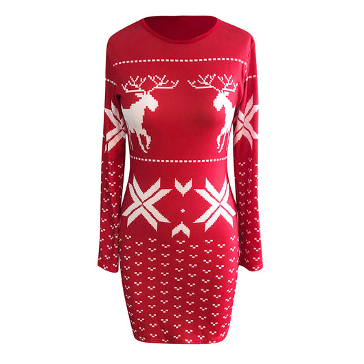 Vestido Ajustado Navideño con Estampado Digital y Manga Larga - Image 10