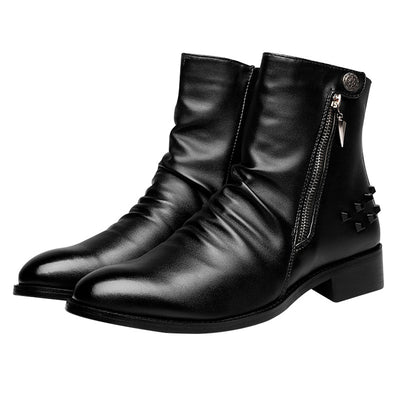 Botas Altas de Cuero para Hombre con Punta Afilada - Calidez y Estilo - Image 6