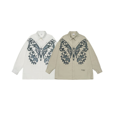 Camisa de Trabajo con Estampado Mariposa - Hombre Casual Manga Larga - Image 5