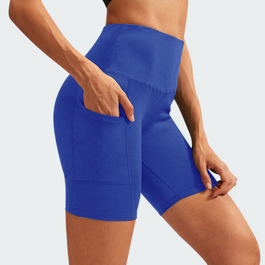 Shorts Deportivos Cintura Alta con Bolsillos Diagonales - Mallas de Entrenamiento Secado Rápido - Image 9