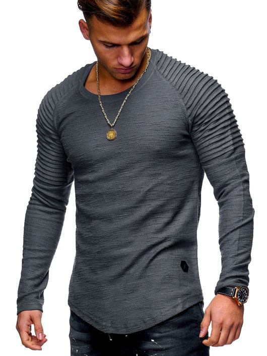 Camiseta Manga Larga Cuello Redondo Color Sólido - Image 25