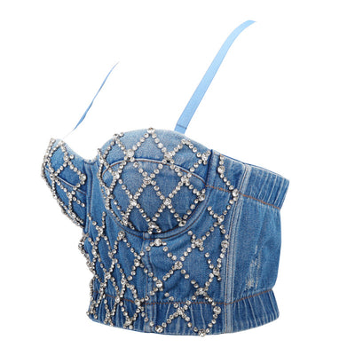 Top Tubo Denim con Perlas Moldeador de Figura - Image 10