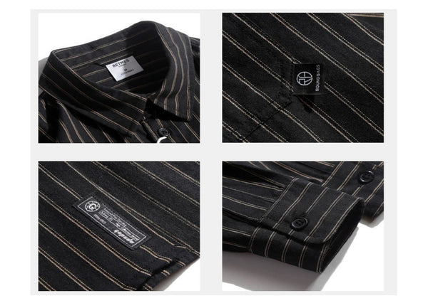 Camisa Universitaria Retro Otoño Manga Larga Oversized