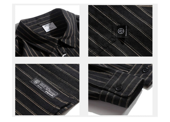 Camisa Universitaria Retro Otoño Manga Larga Oversized