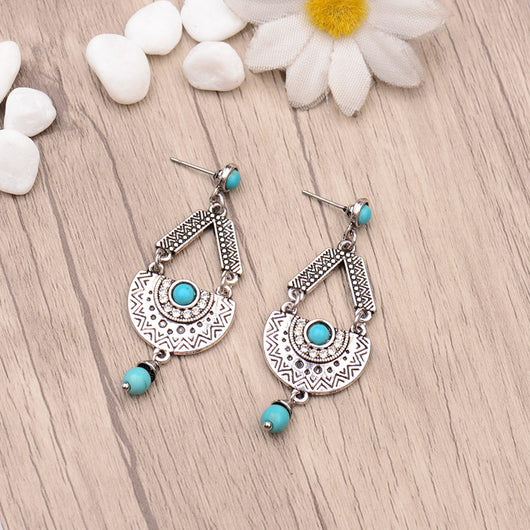 Aretes de Aleación con Piedras de Gema - Image 3