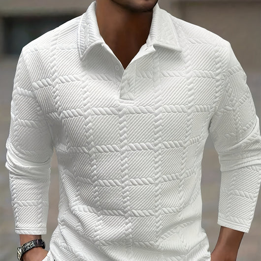 Polo Manga Larga Clásico con Solapa y Botones para Hombre