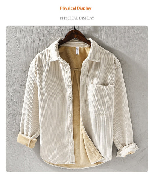 Camisa Acolchada de Terciopelo para Hombre - Suéter Holgado y Cálido - Image 17