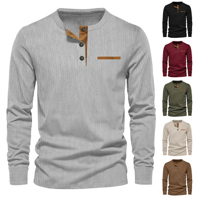 Henley de Pana para Hombre - Ajuste Slim, Manga Larga, Diseño Minimalista - Image 20