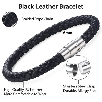 Pulsera de Cuero Trenzada Unisex - Marrón y Negro - Image 7