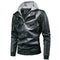 Chaqueta de Cuero PU Desmontable con Capucha para Hombre