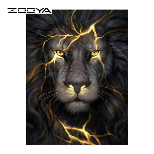 Cuadro de Diamantes 5D León Feroz - Pintura de Diamantes DIY