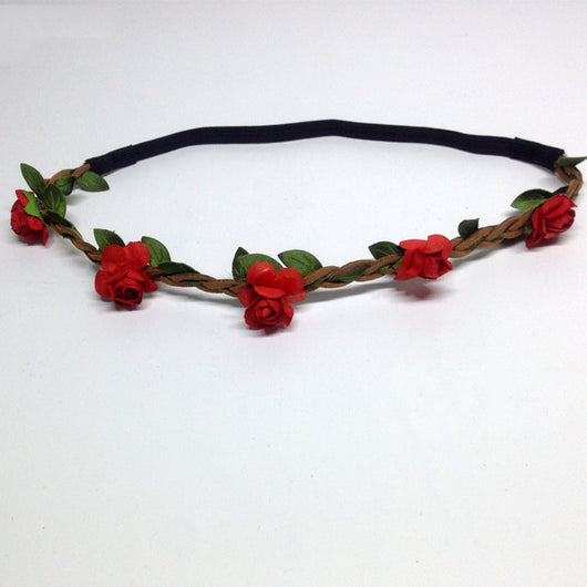 Corona de Flores Rosas Estilo Coreano para Novia - Image 3