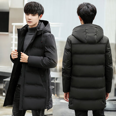 Abrigo Largo de Plumón de Pato Blanco con Capucha para Hombre - Invierno Coreano - Image 7