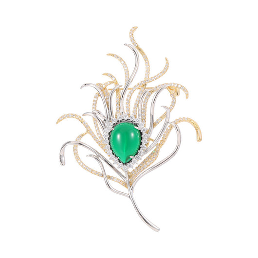 Broche Pavo Real Dorado con Circonitas Verdes - Diseño Elegante Bicolor - Image 10