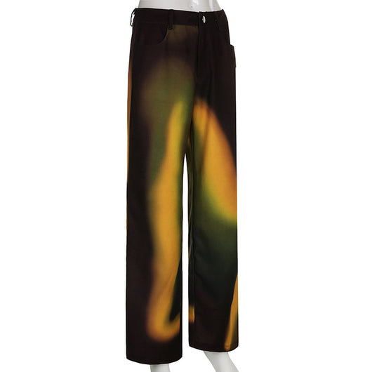 Pantalones Casuales con Estampado Degradado Arcoíris para Mujer - Image 16