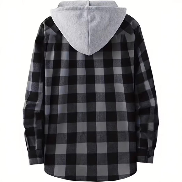 Sudadera Hoodie Cuadros para Hombre - Manga Larga