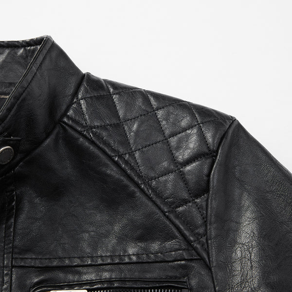 Chaqueta de Cuero PU Moderna con Bolsillos para Hombre