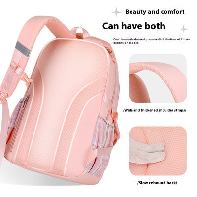 Mochila Escolar a Cuadros para Niñas de Primaria - Image 3