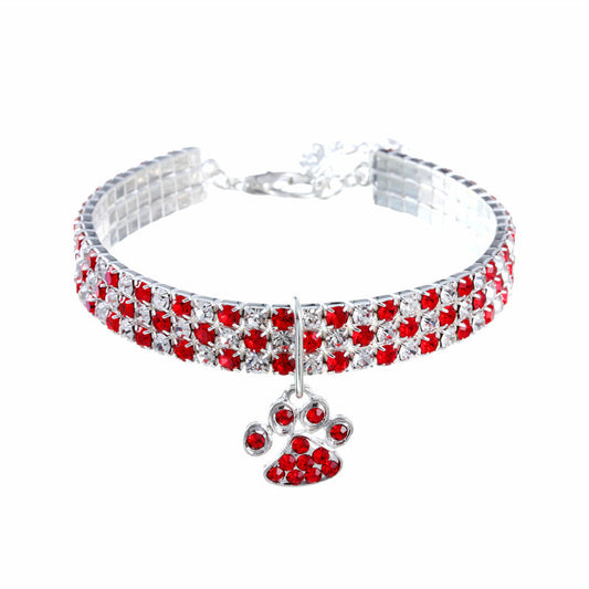 Collar de Diamantes Multicolor para Perros y Gatos - Collar Elástico Ornamental